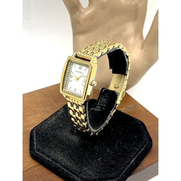 Elgin Women's Watch EG170042 Quartz Mother of Pearl Dial Rectangular Gold Steel - Picture 2 of 13